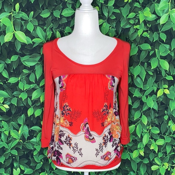 FREE PEOPLE BUTTERFLY PRINT BLOUSE W/ BACK BUTTONS · SIZE M · NWOT - Picture 6 of 6